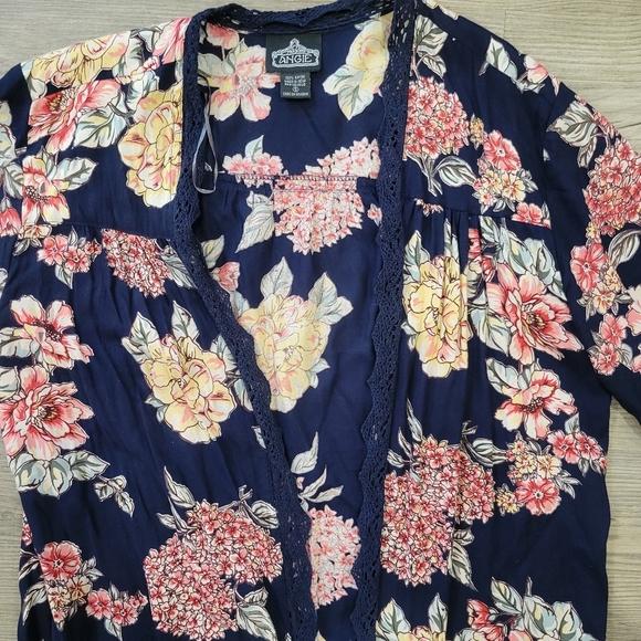 Angie Floral Long Kimono Cardigan Size Small - Picture 4 of 5